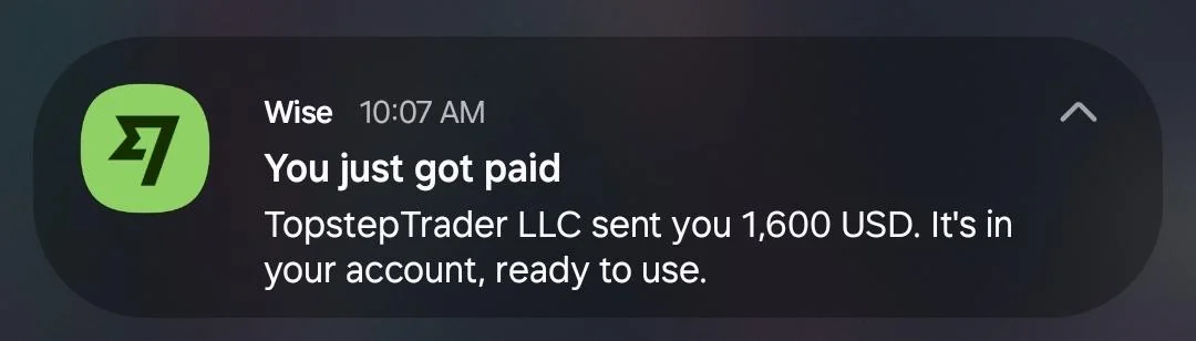 Wise $1,600 notification