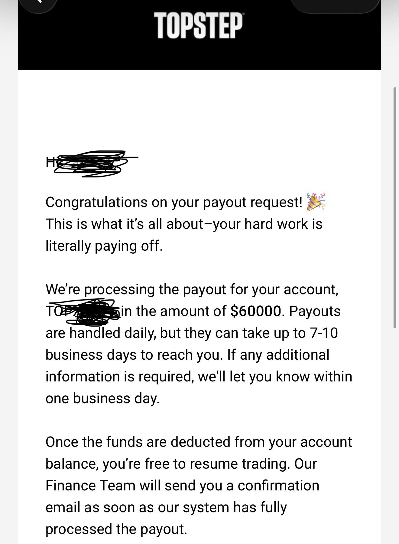 $60,000 Topstep payout